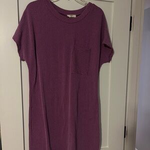 PinkBlush Ribbed Pocket Maternity Short Sleeve Dress